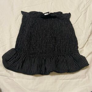 Lovers + Friends Black and Grey Ruffle Hem Smocked Mini Skirt